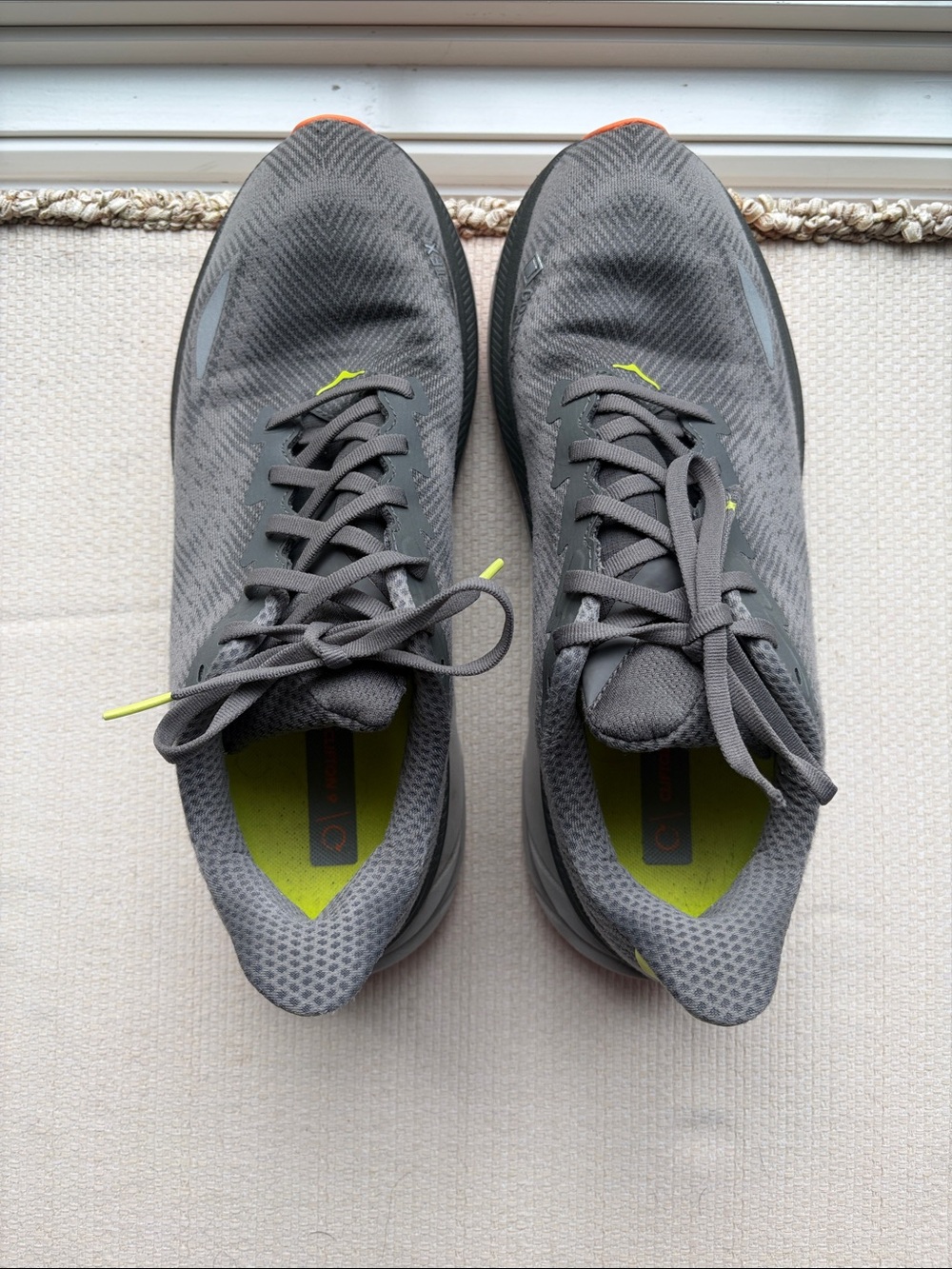 Hoka One One Men's Gray Running Shoes with Neon Lime Accents